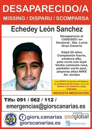 Cartel divulgado por Giors Canarias sobre el desaparecido/TA.