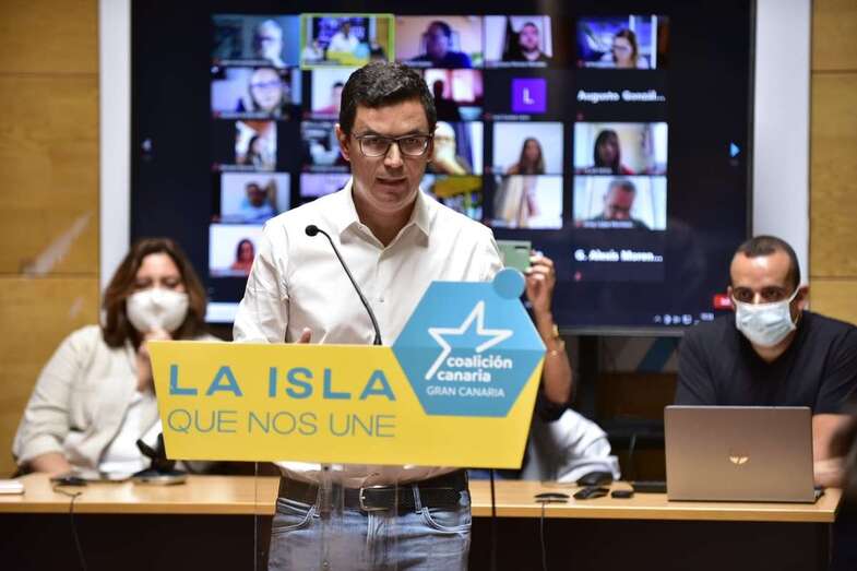 El secretario insular de CC de Gran Canaria, el teldense Pablo Rodríguez, durante la reunión política de este sábado/TA.