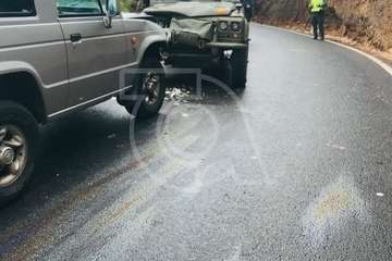 Accidente entre todoterrenos en la carretera de Valsequillo a San Mateo/TA.