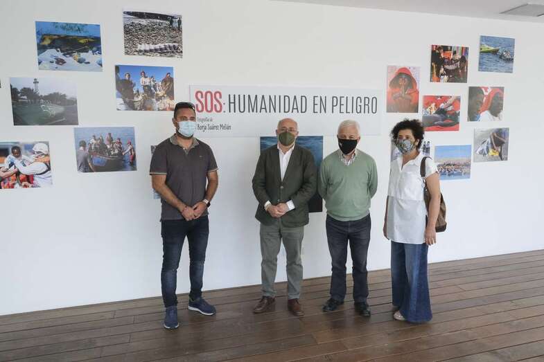 Borja Suárez, Antonio Morales, Carmelo Ramírez y Josefa Milán durante la inauguración de la muestra / TA