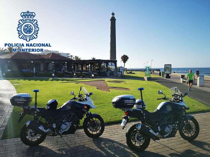 Motos de la Policía Nacional en Maspalomas/TA.