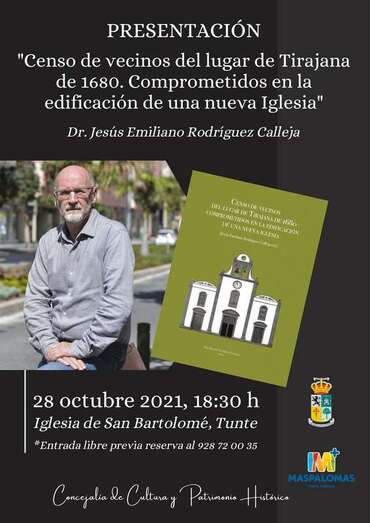 El acto será el jueves 28 de octubre, a las 18.30 horas, 