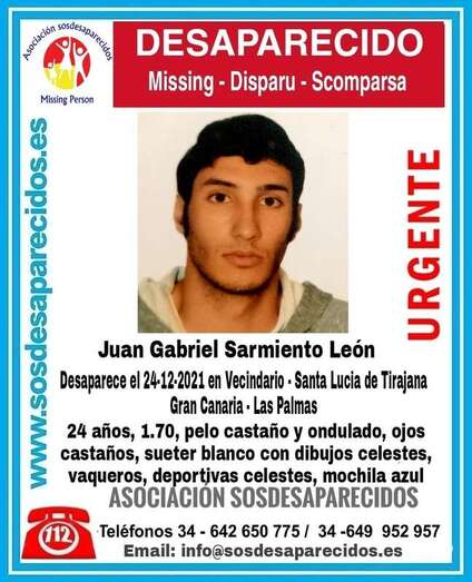 Cartel de búsqueda del muchacho/TA.