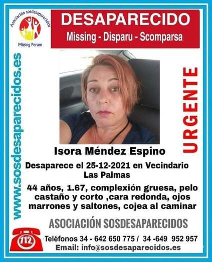 Cartel de búsqueda de Isora Méndez/TA.