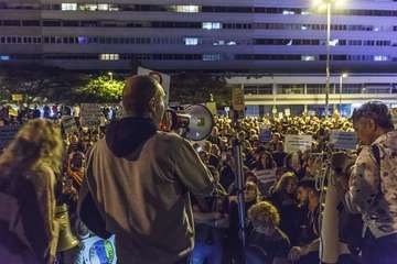 Protesta de los antivacunas, ayer en la capital grancanaria/Acfi Press.