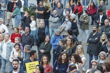 Protesta de los antivacunas, ayer en la capital grancanaria/Acfi Press.