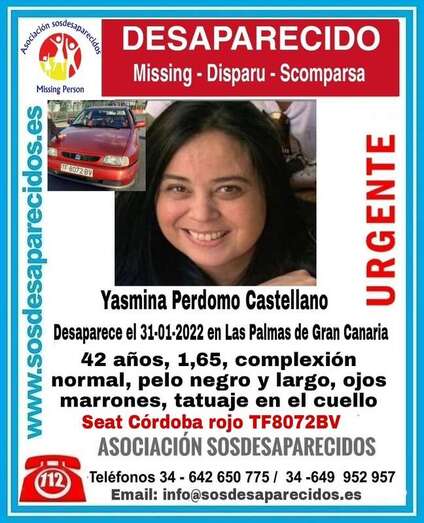 Cartel de búsqueda de la desaparecida/TA.