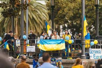  Concentración contra el ataque a Ucrania y recogida de ayuda humanitaria/Acfi Press.