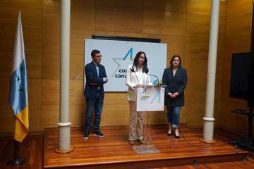 Rueda de prensa de Coalición Canaria de Gran Canaria con Pablo Rodríguez, Beatriz Calzada y Vidina Espino/Acfi Press.