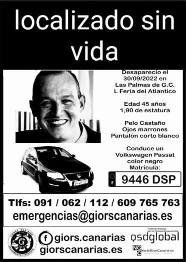 Cartel informando del hallazgo del cadáver/TA.