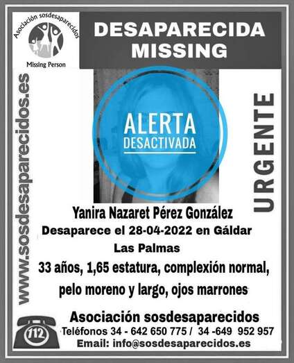 SOS Desaparecidos desactivó este domingo la búsqueda/TA.