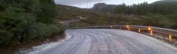 Carretera de la cumbre de Telde, con placas de hielo (Foto TA)