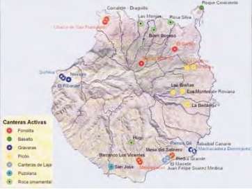 Mapa de las canteras activas en Gran Canaria (Canarias 7)