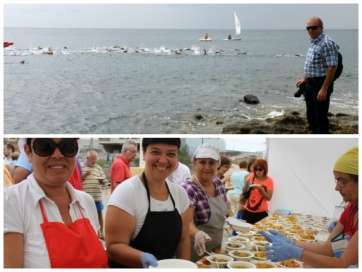 Dos instantáneas del nuevo canal a nado y de la clausura de la semana dedicada al pescado azul (Foto Jesús Ruiz Mesa)