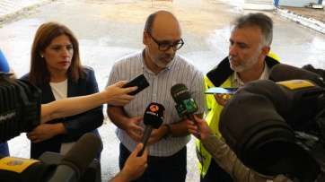 Momento de la rueda de prensa que ha tenido lugar este mediodía en La Garita (Foto TA)