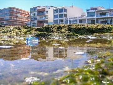 Cuando baja la marea, Salinetas muestra su verdadera antigüedad. Lo hace de la mano de estos beachrock de la imagen (Foto TA)