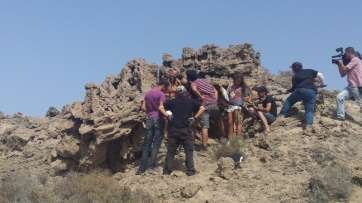 Momento del rodaje del largometraje en Tufia (Foto TA)