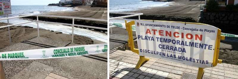 La playa fue cerrada al baño al filo de las 11.30 horas (Foto TA)