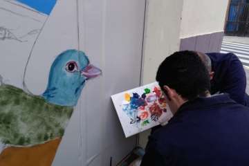 Mural recreado este sábado por Turcón en su sede (Foto TA)