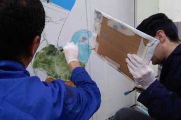 Mural recreado este sábado por Turcón en su sede (Foto TA)