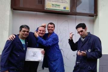 Mural recreado este sábado por Turcón en su sede (Foto TA)