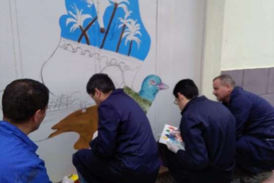 Mural recreado este sábado por Turcón en su sede (Foto TA)