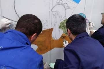 Mural recreado este sábado por Turcón en su sede (Foto TA)