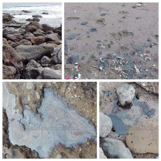 El alquitrán en la costa norte de Jinámar (Foto TA)