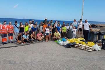 Limpieza de la playa de La Restinga (Foto TA)