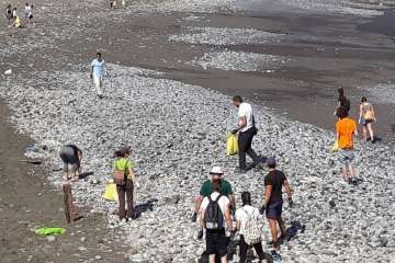 Limpieza de la playa de La Restinga (Foto TA)