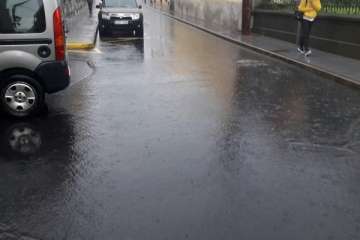 Jornada lluviosa en el casco de Telde (Foto TA)