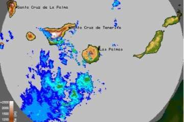 La última imagen del Meteosat muestra a mediodía un importante frente nuboso que se aproxima por el suroeste (Foto TA)