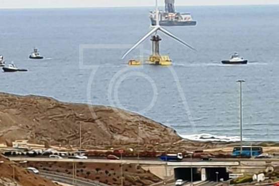 El primer molino marino de España, en la costa de Telde (Foto TA)