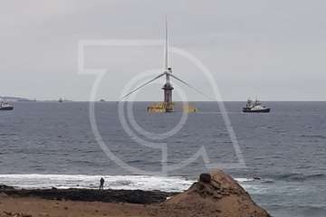 El primer molino marino de España, en la costa de Telde (Foto TA)