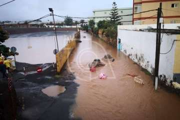 Efectos en Telde de las copiosas lluvias caídas durante la madrugada y mañana de este jueves (Foto TA)