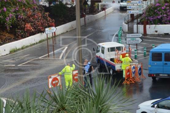 Efectos en Telde de las copiosas lluvias caídas durante la madrugada y mañana de este jueves (Foto TA)