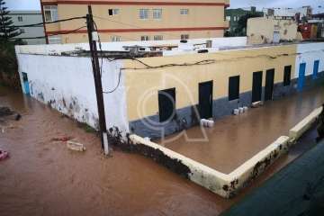 Efectos en Telde de las copiosas lluvias caídas durante la madrugada y mañana de este jueves (Foto TA)