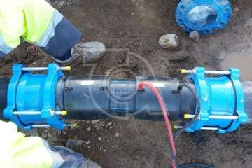 Reparación de la tubería de impulsión desde Jinámar a la depuradora de Hoya del Pozo (Foto TA)