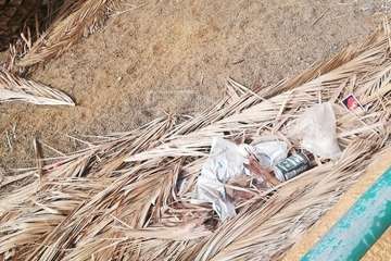 El estado del parterre municipal antes y después de la limpieza vecinal/TA.