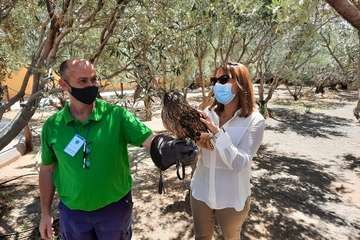 La consejera Inés Jiménez observa un buho bengalí/Luis Socorro.