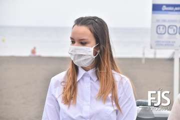 Izado de la bandera azul en Melenara/TA.