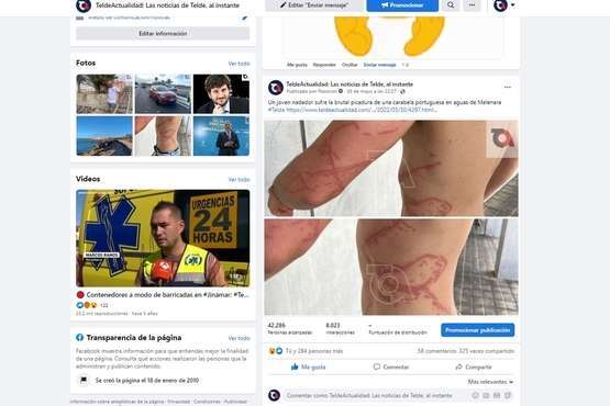 Impacto de la noticia en la página de Facebook de TELDEACTUALIDAD/TA.