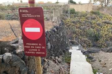 Telde recomienda a los senderistas no transitar por el Corredor Paisajístico ante la previsión de fuertes lluvias/TA.