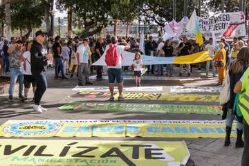 Protesta  en la capital grancanaria contra el proyecto del barranco de Arguineguín/Acfi Press y TA.