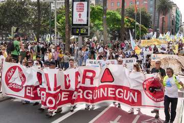 Protesta  en la capital grancanaria contra el proyecto del barranco de Arguineguín/Acfi Press y TA.
