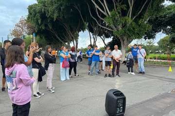  Un mural comunitario crea conciencia medioambiental desde el auditorio del parque de San Juan (Telde)/TA.