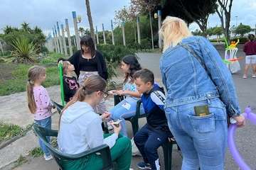  Un mural comunitario crea conciencia medioambiental desde el auditorio del parque de San Juan (Telde)/TA.