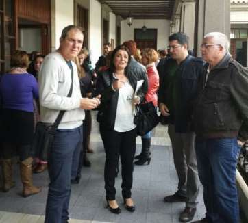 Representantes sindicales, este martes en la Audiencia Provincial (TA) 