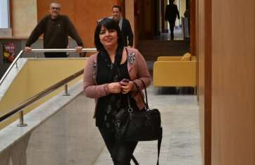 Gloria Cabrera, este jueves, a la llegada a la reunión de la Mesa de Diálogo por Telde (Foto Daniel Ojeda)