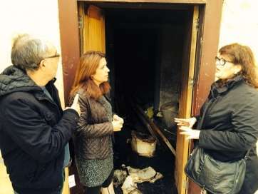 Miembros de Nueva Canarias visitando esta mañana las instalaciones de la Casa de la Condesa (Foto TA)